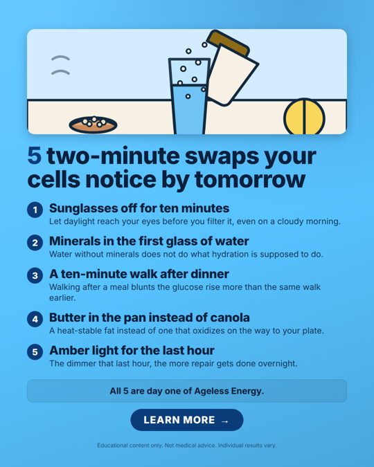 Ageless Energy ad 6: 5 two-minute swaps your cells notice by tomorrow