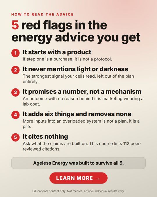Ageless Energy ad 8: 5 red flags in the energy advice you get