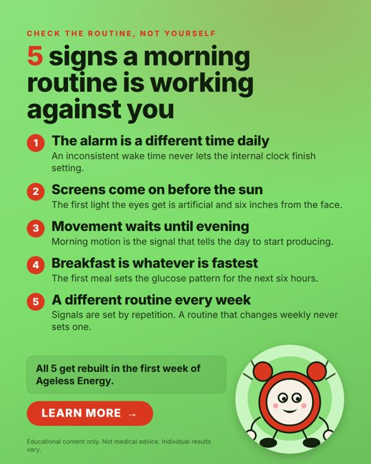Ageless Energy ad 10: 5 signs a morning routine is working against you