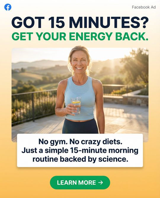 Ageless Energy ad 3: The "15-Minute Solution" Ad