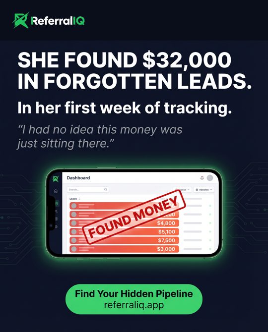 ReferralIQ ad 4: The $32,000 Wake-Up Call